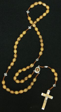 Wooden Cross Rosary - Metal Cross - Soil