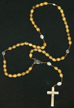 Wooden Cross Rosary - Metal Icons - Soil