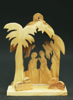 Nativity Scene with Two Angels Christmas Ornament