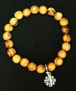 Olive Wood Bracelet - Jerusalem Cross