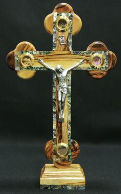 Roman Cross - Mother of Pearl Outline - 4 Lens - Stand