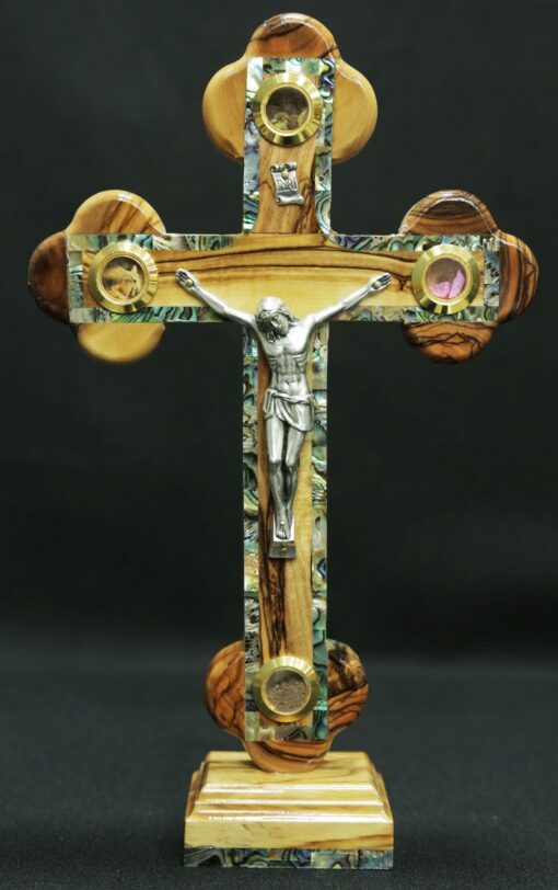 Roman Cross - Mother of Pearl Outline - 4 Lens - Stand
