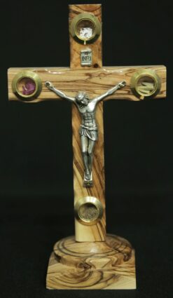 Latin Cross - 4 Lens - Metal Crucifix - Stand