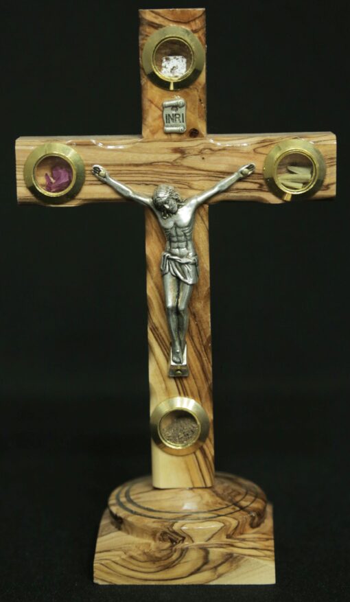 Latin Cross - 4 Lens - Metal Crucifix - Stand