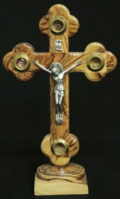 Roman Cross - Metal Crucifix - 4 Lens - Stand